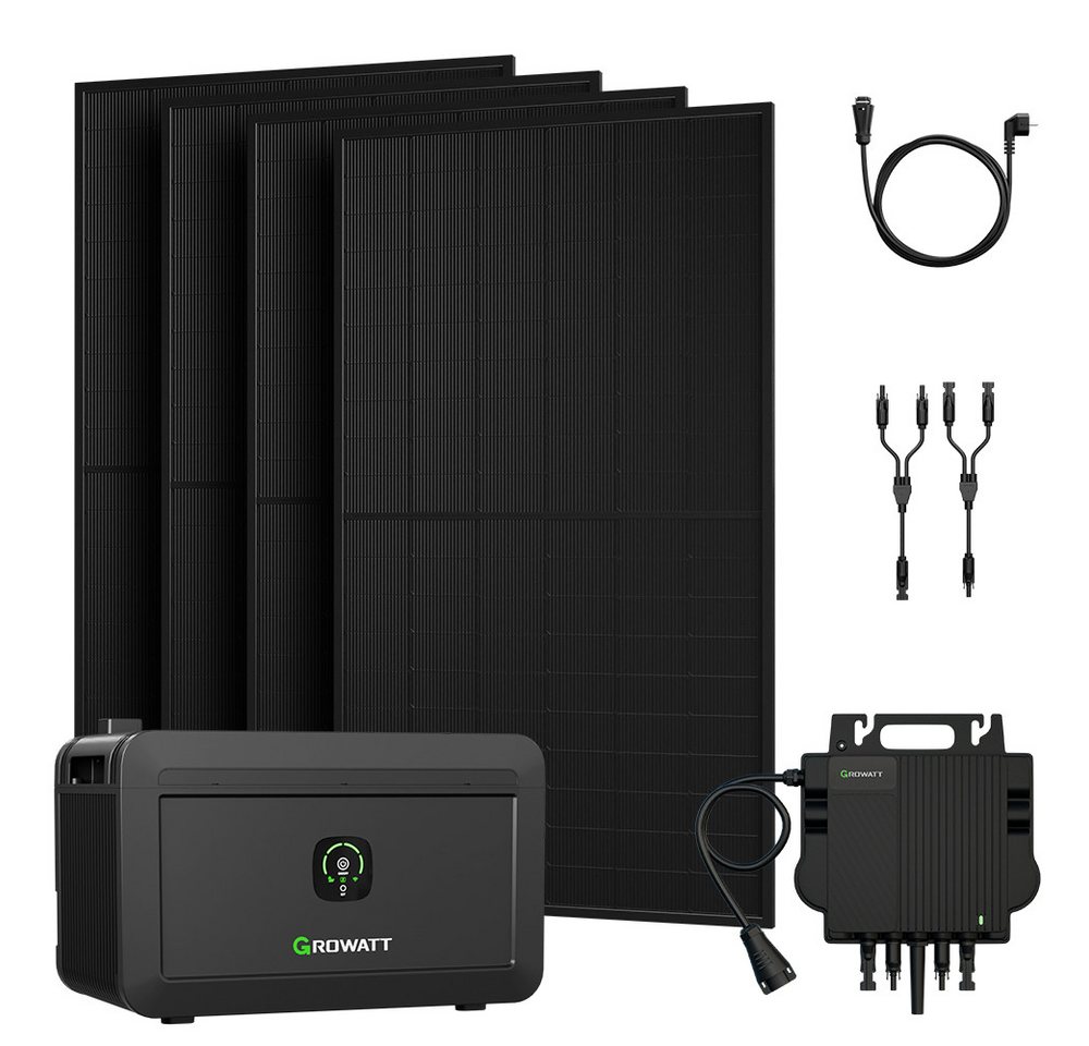 Growatt Balkonkraftwerk 2000W Growatt NOAH 2000 Speicher mit Wechselrichter und Zusatzsakkus, (4x JA Solar 500Wp, Growatt NOAH 2000 Speicher mit 800W Wechselrichter), Growatt NEO-800M-X: Integrierte WiFi-Kommunikation von Growatt