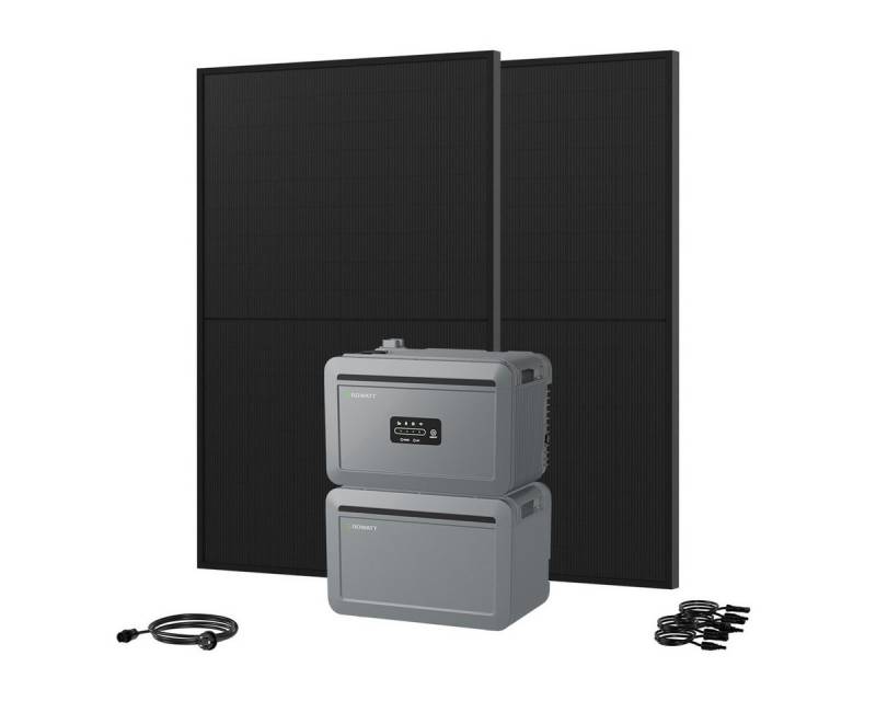 Growatt Balkonkraftwerk 880W Growatt NEXA 2000 All-in-One Batteriespeicher mit Zusatzakku, (2x JA Solar 440Wp Full Black und NEXA 2000 All-in-One Speicher), WiFi & Bluetooth-Unterstützung von Growatt