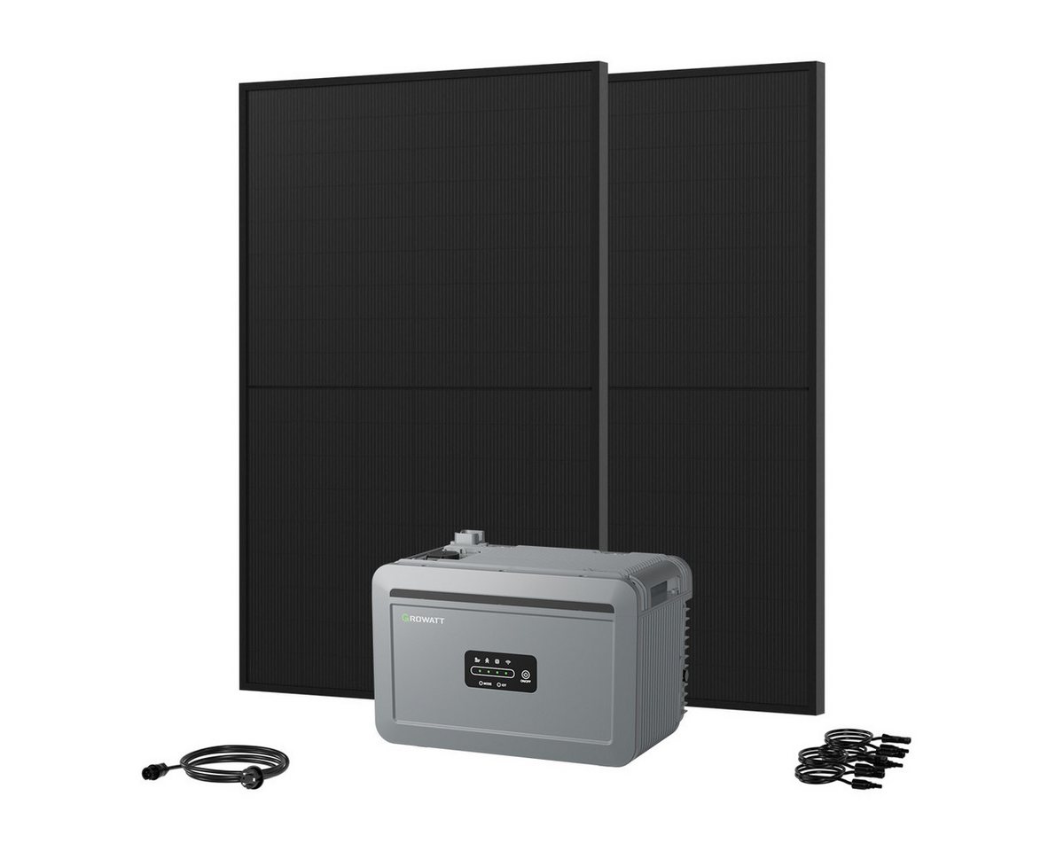 Growatt Balkonkraftwerk 880W Growatt NEXA 2000 All-in-One Batteriespeicher mit Zusatzakku, (2x JA Solar 440Wp Full Black und NEXA 2000 All-in-One Speicher), WiFi & Bluetooth-Unterstützung von Growatt