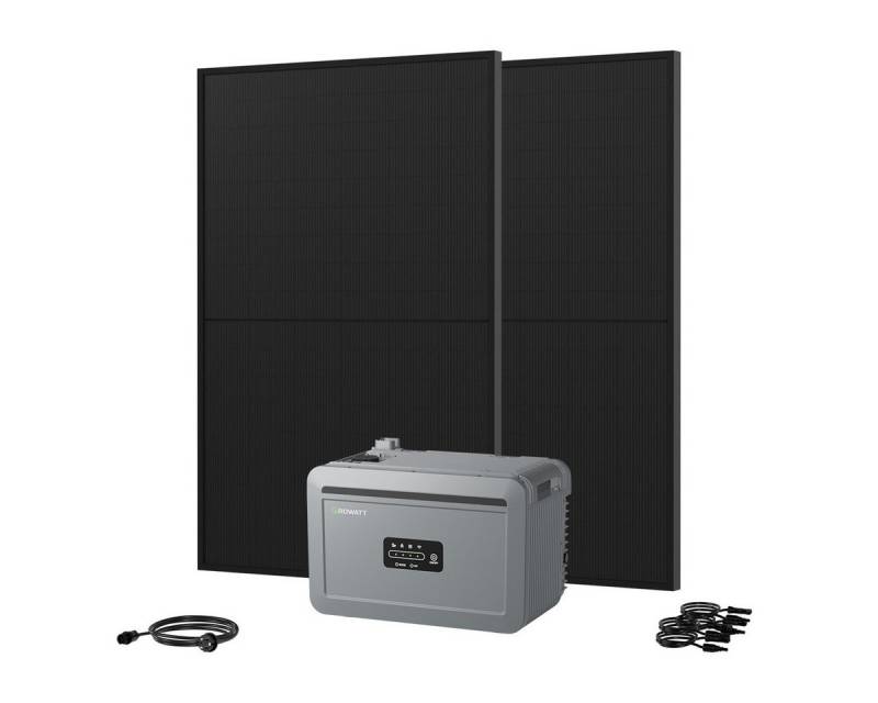 Growatt Balkonkraftwerk 880W Growatt NEXA 2000 All-in-One Batteriespeicher mit Zusatzakku, (2x JA Solar 440Wp Full Black und NEXA 2000 All-in-One Speicher), WiFi & Bluetooth-Unterstützung von Growatt