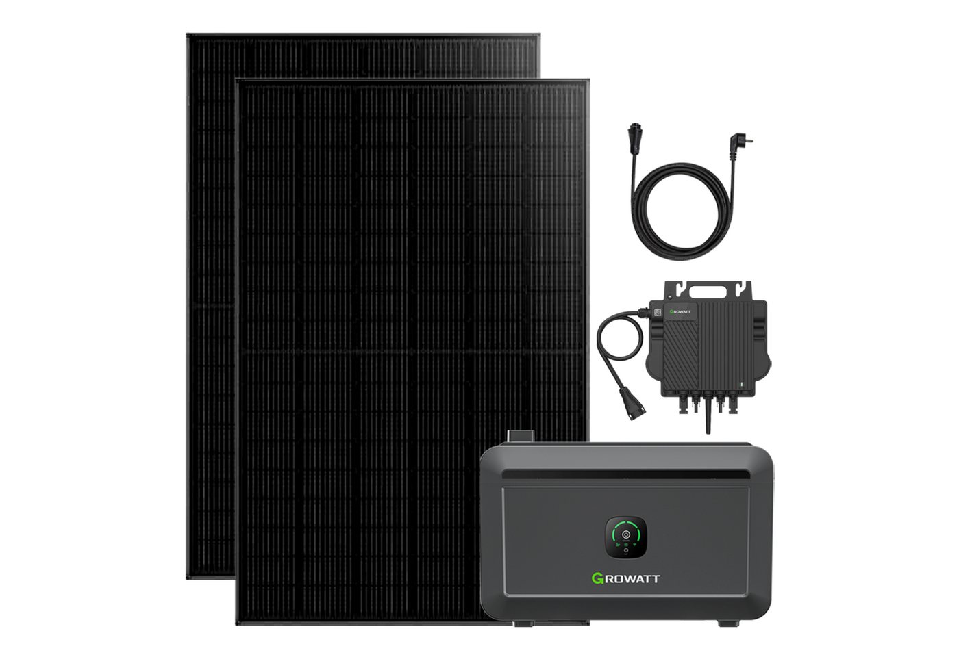 Growatt Balkonkraftwerk 890W/1780W Balkonkraftwerke Growatt NOAH 2000 2048WH Batteriesysteme, Monokristallin, (2-St), mit NEO 800W Microinverter, 5M AC Kabel, Plug-and-Play von Growatt