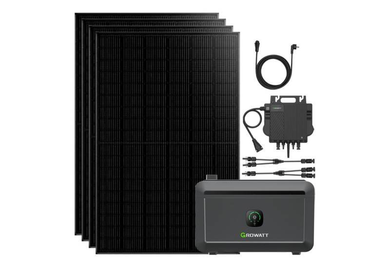 Growatt Balkonkraftwerk 890W/1780W Balkonkraftwerke Growatt NOAH 2000 2048WH Batteriesysteme, Monokristallin, (4-St), mit NEO 800W Microinverter, 5M AC Kabel, Plug-and-Play von Growatt