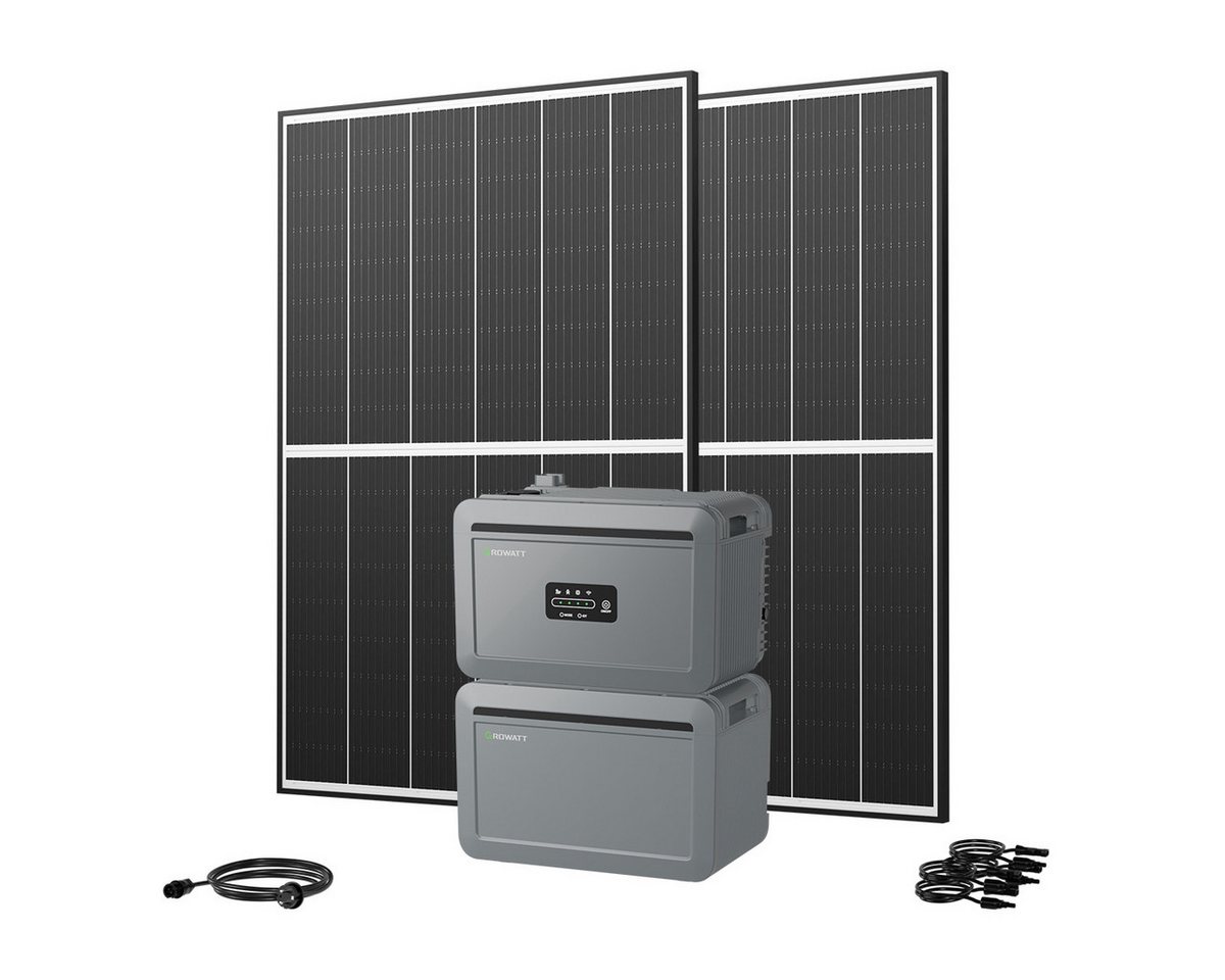 Growatt Balkonkraftwerk 890W Growatt NEXA 2000 All-in-One Batteriespeicher mit Zusatzakku, (2x JA Solar 445Wp Black Frame und NEXA 2000 All-in-One Speicher), Smarte Steuerung & einfache Bedienung von Growatt