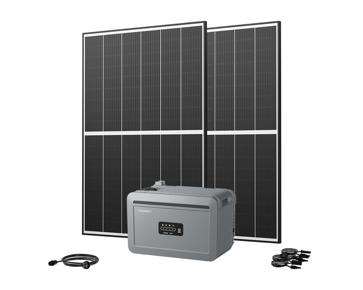 Growatt Balkonkraftwerk 890W Growatt NEXA 2000 All-in-One Batteriespeicher mit Zusatzakku, (2x JA Solar 445Wp Black Frame und NEXA 2000 All-in-One Speicher), Smarte Steuerung & einfache Bedienung von Growatt