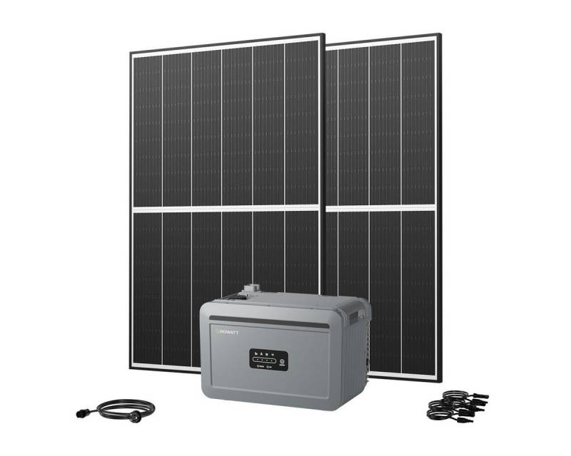 Growatt Balkonkraftwerk 890W Growatt NEXA 2000 All-in-One Batteriespeicher mit Zusatzakku, (2x JA Solar 445Wp Black Frame und NEXA 2000 All-in-One Speicher), Smarte Steuerung & einfache Bedienung von Growatt