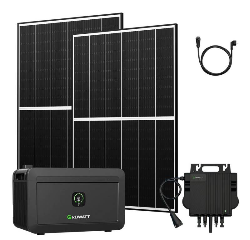 Growatt Balkonkraftwerk 890W Growatt NOAH 2000 Speicher mit 800W Wechselrichter, Halterung, (2x JA Solar 445Wp, Growatt NOAH 2000 Speicher mit 800W Wechselrichter), Growatt NEO-800M-X: Integrierte WiFi-Kommunikation von Growatt