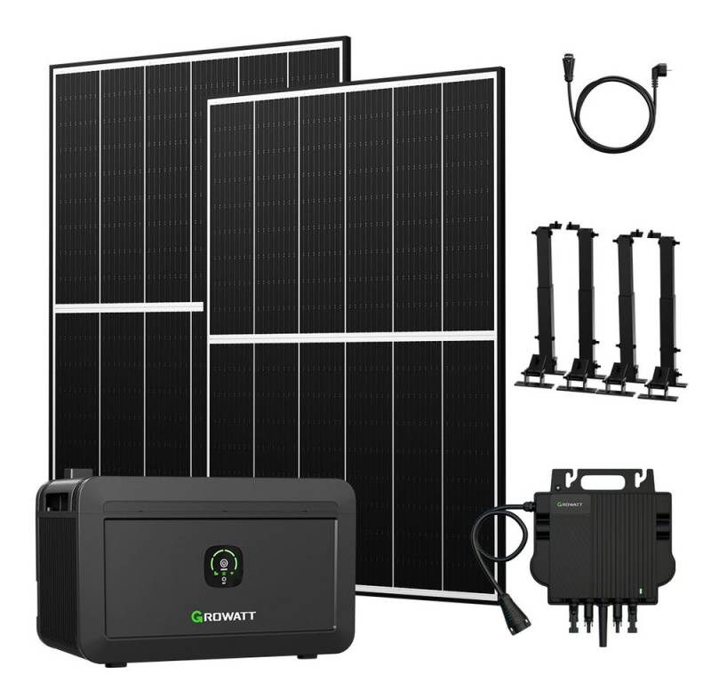 Growatt Balkonkraftwerk 890W Growatt NOAH 2000 Speicher mit 800W Wechselrichter, Halterung, (2x JA Solar 445Wp, Growatt NOAH 2000 Speicher mit 800W Wechselrichter), Growatt NEO-800M-X: Integrierte WiFi-Kommunikation von Growatt