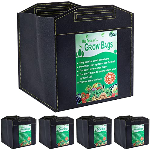 Growerz GrowPotz Pflanzbeutel, quadratisch, 25 l, 5 Stück von Growerz