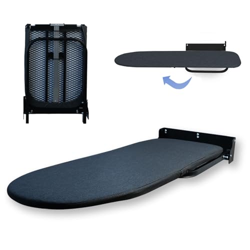 Groyells Wandmontierbares Faltbügelbrett mit 180° drehbarem Platzspar-Design, Bügelbrett Wandmontage, hitzebeständigem Bezug, ideal für Zuhause, Waschküchen und kleine Räume, 92 x 31 cm, Schwarz von Groyells