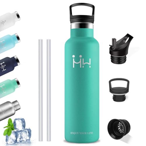 Grsta Thermosflasche- 1l- Trinkflasche Edelstahl, Trinkflasche mit Strohhalm, BPA-Frei, Isolierflasche Doppelwandig, Wasserflasche, Kann mit Dir Tragen, thermoskanne für Wandern, Camping, Yoga von Grsta