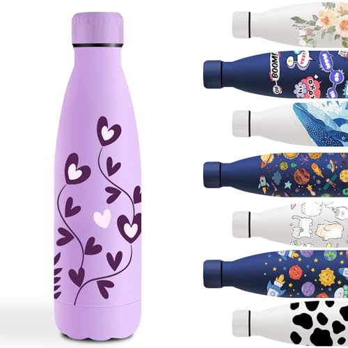 Grsta Trinkflasche 500ml, Trinkflasche Edelstahl, Trinkflasche für Kohlensäurehaltige Getränke, Isolierflasche Doppelwandige, Trinkflasche Personalisiert mit Blume, Thermosflasche für Schule, Camping Grsta Trinkflasche 500ml, Trinkflasche Edelstahl, Trinkflasche für Kohlensäurehaltige Getränke, Isolierflasche Doppelwandige, Trinkflasche Personalisiert mit Blume, Thermosflasche für Schule, Camping von Grsta