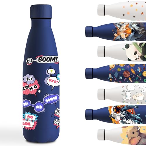 Grsta Trinkflasche 500ml, Trinkflasche Edelstahl BPA- Freie, Trinkflasche Sport Auslaufsicher, Trinkflasche Personalisiert für Boom, Trinkflasche Kinder für Schule, Camping, Running, Fahrrad, Blau Grsta Trinkflasche 500ml, Trinkflasche Edelstahl BPA- Freie, Trinkflasche Sport Auslaufsicher, Trinkflasche Personalisiert für Boom, Trinkflasche Kinder für Schule, Camping, Running, Fahrrad, Blau von Grsta