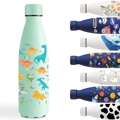 Grsta Trinkflasche 500ml, Trinkflasche Edelstahl BPA- Freie, Trinkflasche Sport Auslaufsicher, Trinkflasche Personalisiert für Dinosaurier, Trinkflasche Kinder für Schule, Camping, Running, Fahrrad Grsta Trinkflasche 500ml, Trinkflasche Edelstahl BPA- Freie, Trinkflasche Sport Auslaufsicher, Trinkflasche Personalisiert für Dinosaurier, Trinkflasche Kinder für Schule, Camping, Running, Fahrrad von Grsta