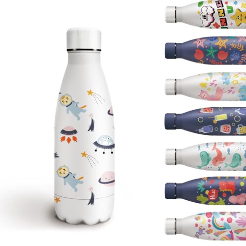 Grsta Trinkflasche Kinder, Thermosflasche 350 ml, BPA-freie Edelstahl Trinkflasche Kinder, Thermoskanne Baby Unterwegs, Wasserflasche Geeignet für Jungen und Mädchen, Weiß von Grsta
