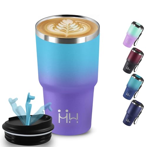 Thermobecher, 20oz Isolierbecher & Kaffeebecher (BPA Frei, 8h Kalt & 6h Warm, Auslaufsicher, Doppelwandige Vakuumisolierte, mit Griff) (für Schule, Büro, Café, Auto, Reisen, Camping) von Grsta