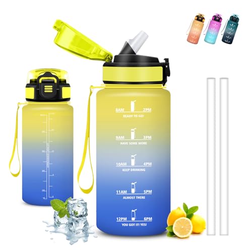 Trinkflasche, 500ml Trinkflasche Kinder, Wasserflasche mit Strohhalm, Auslaufsicher, Wasserflasche mit Zeitmarkierung, Leicht zu Reinigen, Flasche Kohlensäure Geeignet, für Schule, Camping, Sport Trinkflasche, 500ml Trinkflasche Kinder, Wasserflasche mit Strohhalm, Auslaufsicher, Wasserflasche mit Zeitmarkierung, Leicht zu Reinigen, Flasche Kohlensäure Geeignet, für Schule, Camping, Sport von Grsta