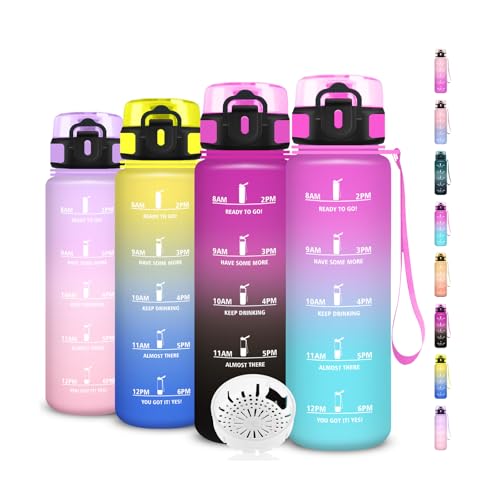 Trinkflasche- 1 liter- Trinkflasche Sport, Trinkflasche mit Uhrzeit, Trinkflasche Auslaufsicher, Trinkflasche mit Zeitmarkierung, Leicht zu Reinigen, Trinkflasche Erwachsene für Fahhrad, Schule, Büro Trinkflasche- 1 liter- Trinkflasche Sport, Trinkflasche mit Uhrzeit, Trinkflasche Auslaufsicher, Trinkflasche mit Zeitmarkierung, Leicht zu Reinigen, Trinkflasche Erwachsene für Fahhrad, Schule, Büro von Grsta