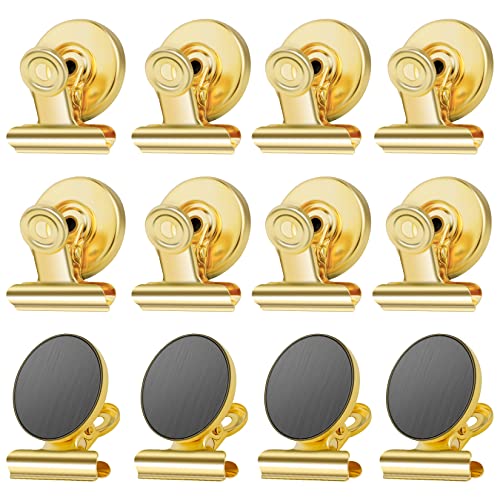 GRTARD Magnetische Clips, 12 Stück, robuste Magnet-Haken, Clips, Whiteboard-Magnet-Clip, starke Kühlschrank-Magnet-Clips, Metall-Magnet-Clip, (Gold) von Grtard