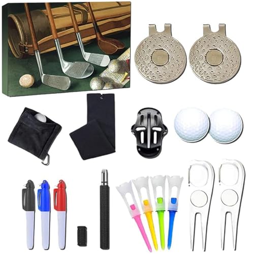 Golf -Adventskalender 2024, Weihnachts -Countdown -Kalender für Golfer Weihnachts -Countdown -Kalender -Set tragbares Golf -Tool für Golfliebhaber von Grtheenumb