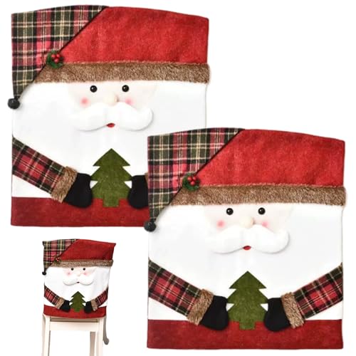 Grtheenumb Back Stuhl Covers, Weihnachtsstuhl Rückenabdeckungen 2PCS Nette Weg COMECTORE WIRHTE FÜR Kitchen HOTKELNTRAFT FREI FORTERKESTELLE, Santa von Grtheenumb
