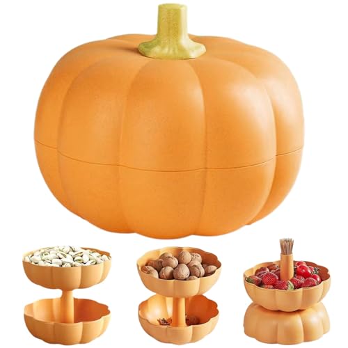 Grtheenumb Halloween Candy Bowl, Halloween -Servierschale niedliche Kürbisschale mit Deckel, abnehmbarer Snackkasten von Divided Kürbisform, 7, 09 x 7, 09 x 5, 91 pp servierende Gerichte für Ferien von Grtheenumb