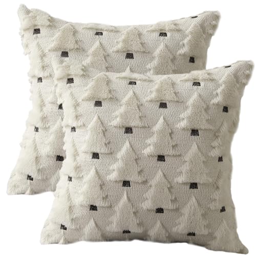 Grtheenumb Weihnachtswurf Kissenbezüge, 2pcs Weihnachtskissenbezüge, weiche Plüsch -Kunstpelzen Baumwurf Kissen Hülle Winterkissen für Urlaubshaus Schlafzimmer Sofa Dekor, Weiß Grtheenumb Weihnachtswurf Kissenbezüge, 2pcs Weihnachtskissenbezüge, weiche Plüsch -Kunstpelzen Baumwurf Kissen Hülle Winterkissen für Urlaubshaus Schlafzimmer Sofa Dekor, Weiß von Grtheenumb