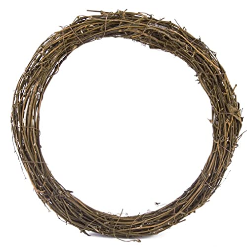 Naturkranz, Weihnachtstrapinenkränze, 40 cm trockener Rattankranz Runde AST Girland DIY Basteln Weinrebe Kränze für Weihnachten Vordertür -Wanddekoration, Rattankranz von Grtheenumb