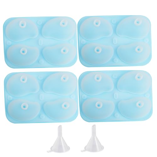 Obstsnackformen, 4pcs/Set Mango Form 4-kavitorie 3D Realistische Silikonformen zum Backen mit Trichter Food Grade DIY Dessert Gebäck Eis Cream Kuchen Mousse Colon Colon Seife von Grtheenumb