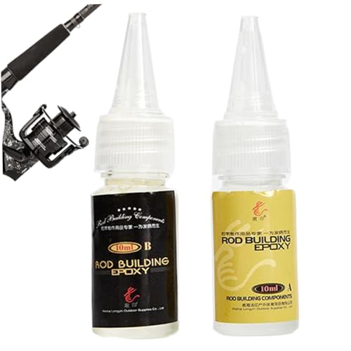 Reparaturkleber der Fischereistange, 2pcs 10 ml Fischerei Tackle Klebstoff Transparent Fishing Rod Epoxy Kleber Angelrutenspitze Reparaturkleber für Floßstab, Angelruhr Guide Ring Ring von Grtheenumb