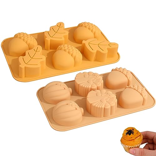 Schokoladenform Silikon, Kürbis Silikonformen 2pcs 6 Hohlraum 3d Ernte Thema Schokoladen -Thanksgiving -Kerzenkürbisform für Pudding für Feiertage von Grtheenumb