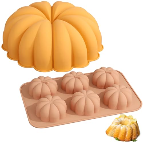 Schokoladenformen Silikon, Kürbis Silikonformen 2pcs 6 Hohlraum 3d Herbsternte Thema Schokolade mit 3D -Kürbisform Thanksgiving Kerze für Ferien von Grtheenumb