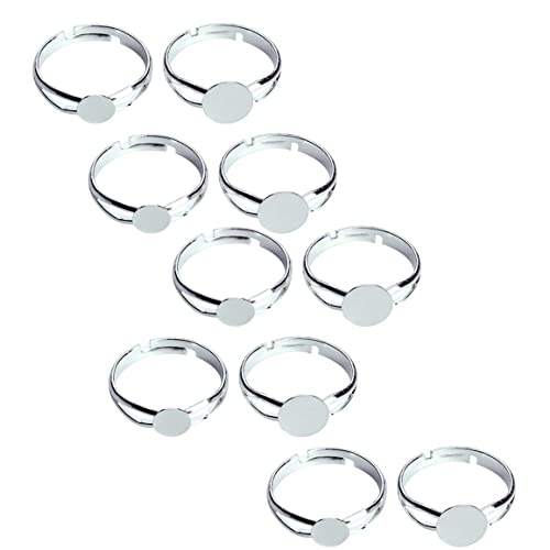 Tablettfinger Ringe leere Metall leere Ringe Basisfunde DIY Supplies Pad Schmuck Machen Sie einstellbares Ringzubehör 8mm 10pcs Metallblanks von Grtheenumb