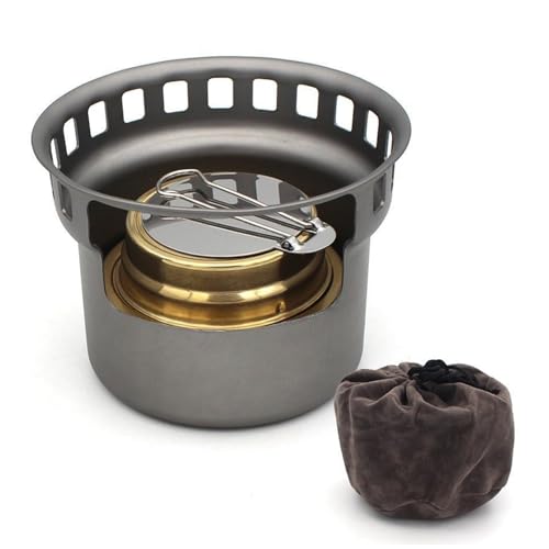 Titan Alkoholherd Spirit Burner Outdoor Holzofen mit Ständer Klammern Camping Multi-Fuels Ultraleicher Rucksackofen (nur Ofen), Alkoholherd Camping von Grtheenumb