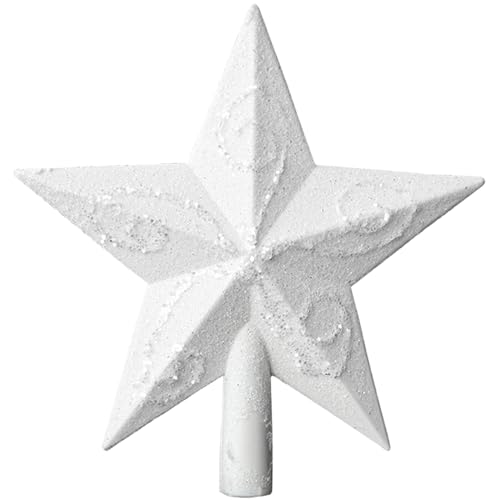 Weihnachtsbaumstar, Weihnachtsbaumtopper weißer Glitzer Star Topper, 5, 7 -Zoll -Plastikdekorationen für Party für Feiertage von Grtheenumb
