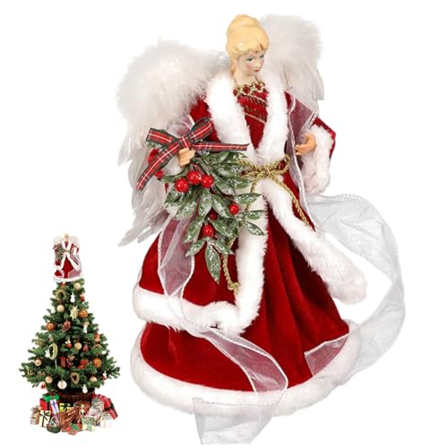 Weihnachtsbaumtopper, Angel Tree Topper 8 Zoll Stehend rote Weihnachtsengel Figuren für Heimfeiertagdekorationen Winterverzierung Weihnachtsbaumtopper, Angel Tree Topper 8 Zoll Stehend rote Weihnachtsengel Figuren für Heimfeiertagdekorationen Winterverzierung von Grtheenumb