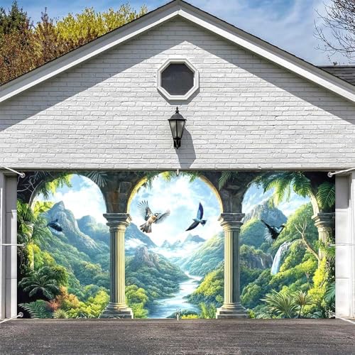 Natur und Wald Baum Meereshöhle Garagentor Banner Berg Regenwald Landschaft Höhle Garagentor Dekorationen Banner Atemberaubende Natur & Wasserfall Outdoor Dekor Banner Abdeckung Fotografie Hintergrund von Grtuspr