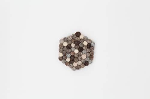 Grült Home Topfuntersetzer - Filz untersetzer für Tassen, Töpfe, Pfannen und Tassen handgefilzt in Nepal (Grau, Hexagonal 10 cm) von Grült