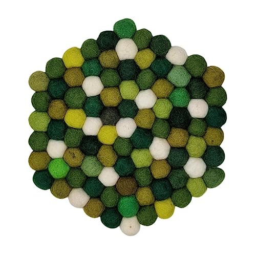 Grült Home Topfuntersetzer - Filz untersetzer für Tassen, Töpfe, Pfannen und Tassen handgefilzt in Nepal (Grün, Hexagonal 10 cm) von Grült