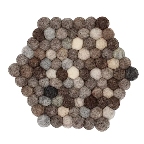 Grült Home Topfuntersetzer - Filz untersetzer für Tassen, Töpfe, Pfannen und Tassen handgefilzt in Nepal (Grau, Hexagonal 20 cm) von Grült