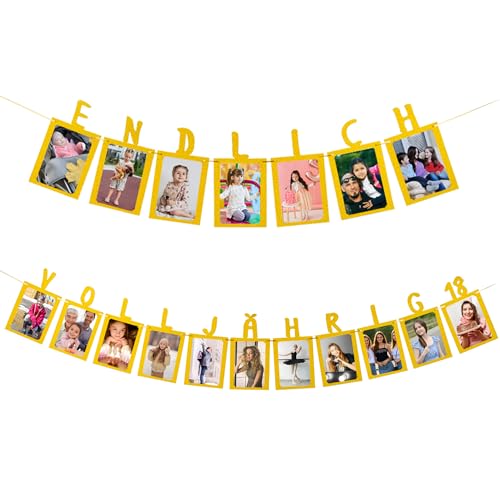 Happy Birthday Girlande, Girlande Geburtstag, Foto Banner Endlich Volljährig 18 – Deko für 18. Geburtstag Mädchen – Fotorahmen für 6-Zoll Fotos – DIY Geburtstagsdeko Set Happy Birthday Girlande, Girlande Geburtstag, Foto Banner Endlich Volljährig 18 – Deko für 18. Geburtstag Mädchen – Fotorahmen für 6-Zoll Fotos – DIY Geburtstagsdeko Set von Grünara