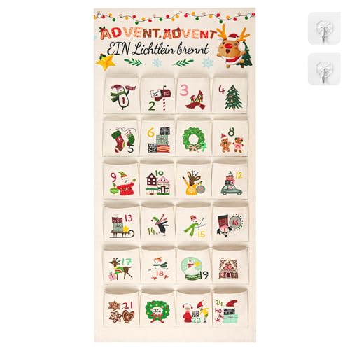 24 Adventskalender aus Stoff zum Befüllen mit 2 Haken – dekorativer Wandteppich – wiederverwendbare Stoffbeutel zur Dekoration – Geschenksäckchen für Weihnachten 2025 24 Adventskalender aus Stoff zum Befüllen mit 2 Haken – dekorativer Wandteppich – wiederverwendbare Stoffbeutel zur Dekoration – Geschenksäckchen für Weihnachten 2025 von Grünara