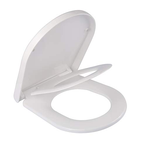 Grünblatt High-End Duroplast WC Sitz für Familien mit Kinder, Absenkautomatik, Toilettendeckel Klobrille Toilettensitz abnehmbar zur Reinigung (D-Form) von Grünblatt