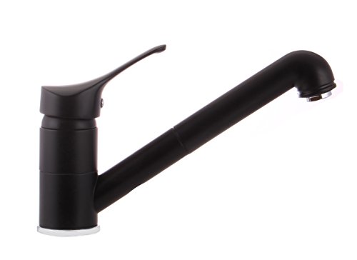 Grünblatt Küche Armatur herausziehbar 1-Strahl Geschirrbrause Küchenarmatur Einhebelmischer Wasserhahn mit Brause Handbrause küchenarmaturen armaturen (Schwarz-Hochdruck) von Grünblatt