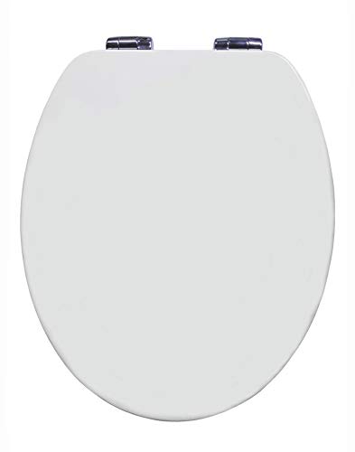 Grünblatt WC Sitz Holzhern Hochglänzende Oberfläche (high gloss), Soft-Close Absenkautomatik, take-off quick-release Metall scharnier (Weiß) von Grünblatt