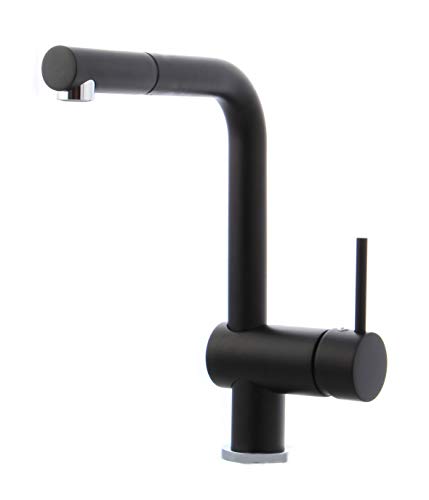 Schwarz matt Niederdruck Küchenarmatur herausziehbar Geschirrbrause Küche Armatur Einhebelmischer Wasserhahn mit Brause Handbrause küchenarmaturen armaturen von Grünblatt