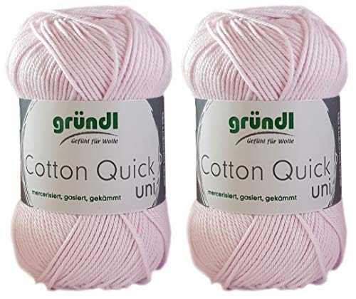 2x50 Gramm Gründl Cotton Quick 100% Baumwolle, Häkelgarn mercerisiert, gasiert, gekämmt inkl. Anleitung für ein Meerschwein (106 Pastellrosa) von Gründl