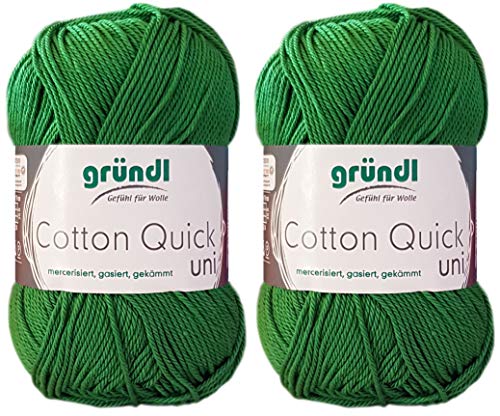 2x50 Gramm Gründl Cotton Quick 100% Baumwolle, Häkelgarn mercerisiert, gasiert, gekämmt inkl. Anleitung für ein Meerschwein (114 Grün) von Gründl Wolle/ HdK-Versand