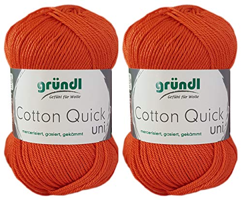 2x50 Gramm Gründl Cotton Quick 100% Baumwolle, Häkelgarn mercerisiert, gasiert, gekämmt inkl. Anleitung für ein Meerschwein (119 Blutorange) von Gründl Wolle/ HdK-Versand