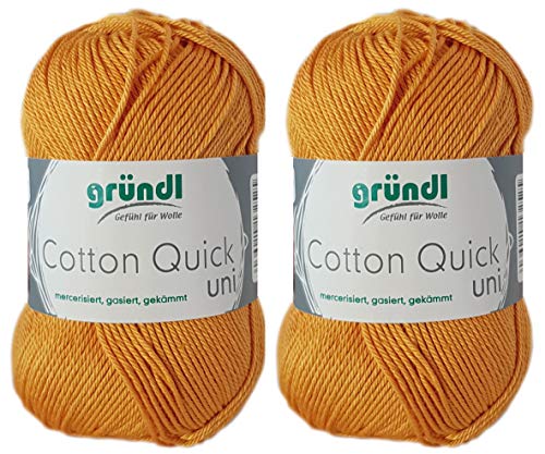 2x50 Gramm Gründl Cotton Quick 100% Baumwolle, Häkelgarn mercerisiert, gasiert, gekämmt inkl. Anleitung für ein Meerschwein (124 Gold Dunkel) von Gründl Wolle/ HdK-Versand