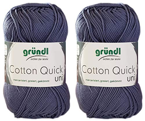 2x50 Gramm Gründl Cotton Quick 100% Baumwolle, Häkelgarn mercerisiert, gasiert, gekämmt inkl. Anleitung für ein Meerschwein (137 Graphit) von Gründl